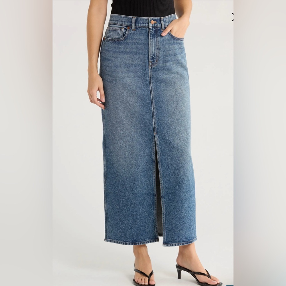 Madewell Denim Front-Slit Midi Skirt